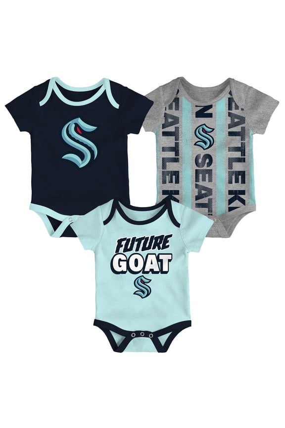 Newborn Seattle Kraken Loyal Buddies Three-Pack Bodysuit Set