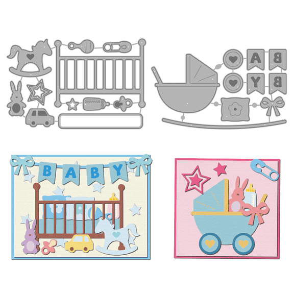 Newborn Shaker Metal Die Cuts Star Cutting Dies Rabbit Car Embossing Template for Card Making Crib Stroller Carbon Steel Stencils