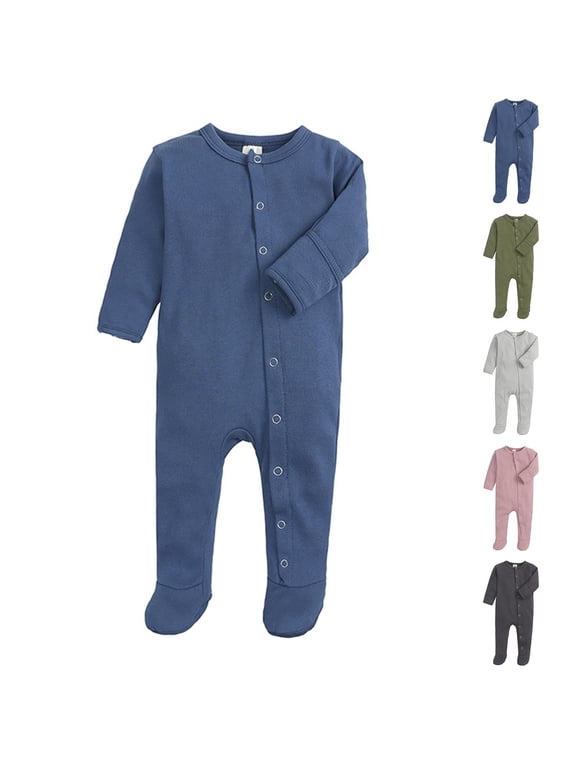 Sleepers, Baby Boy Clothes, Unisex Long Sleeve Snug Fits Footed Sleeper Pajamas,0-3 Months,Blue