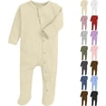 thumbnail image 1 of Newborn Sleepwear Button-Up Bodysuit,Baby Boy Clothes,Unisex Newborn Long Sleeve Snug Fits Footed Sleeper Pajamas, 1 of 9