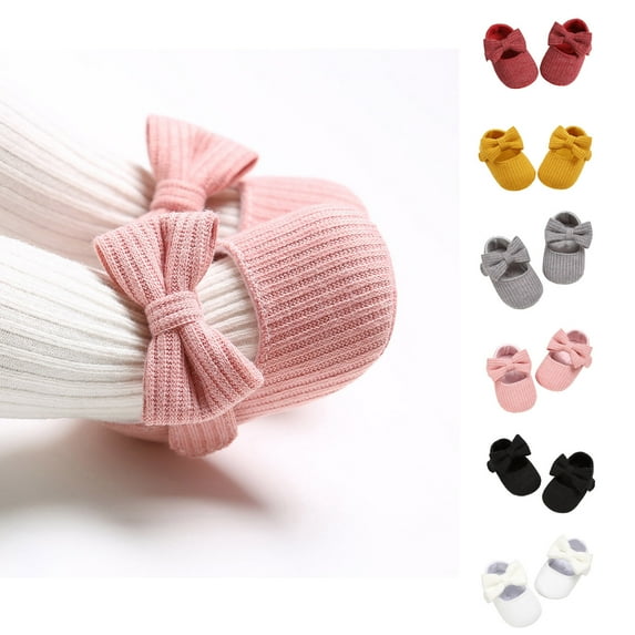 Newborn Sneakers Knitted Bow Girls Boys Lightweight Breathable Mesh First Walkers Shoes Outdoor Activities Grey 12 M-18 M