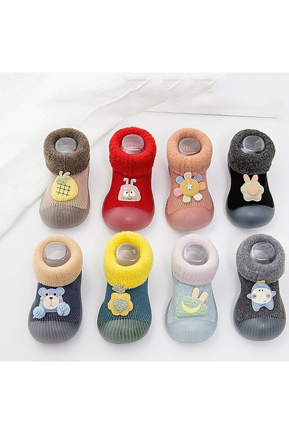 Sock Shoes Cartoon Motifs Cartoon Soft Rubber Sole Non Floor Slipper For Boys Girls Green 0 M-6 M