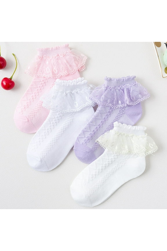 Socks for Baby Girls Ruffle Socks for Toddler Baby Girls Double Frilly Lace Dress Socks Kids Ankle Tutu Socks Socks 0-3 Months Girls