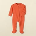 thumbnail image 1 of Newborn Solid Round Neck Long Sleeve Zipper Jumpsuit Footie Pajamas, 1 of 9
