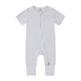thumbnail image 1 of Newborn Summer Baby Boy Girl Rompers Bodysuit Jumpsuit Playsuit One Piece Outfit Clothes Fashion Cute Solid Color Soft Zipper Short Sleeve Home Wear Jumpsuit Gray 3 Months, 1 of 5