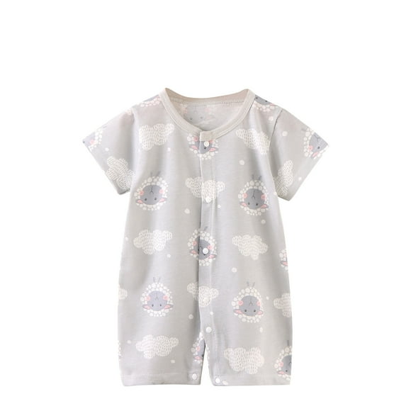 Newborn Summer Baby Boy Girl Rompers Bodysuit Jumpsuit Playsuit One Piece Outfit Clothes Gray 0-3 Months