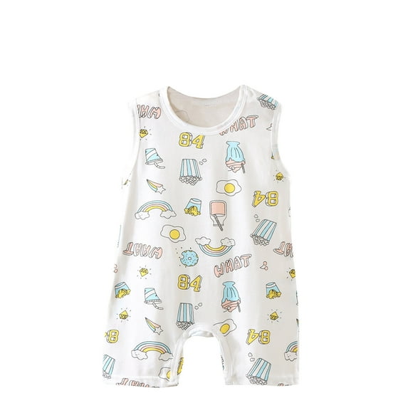 Newborn Summer Baby Boy Girl Rompers Bodysuit Jumpsuit Playsuit One Piece Outfit Clothes White A 3-6 Months