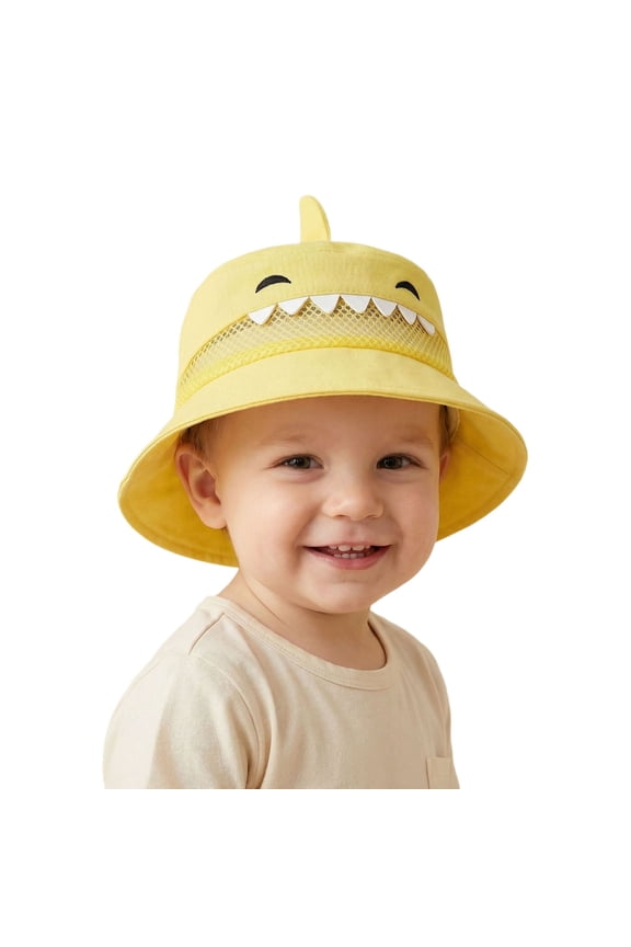 Sun Hat for Baby Boys Girls Cartoon Bucket Hat â Breathable Semi-Mesh Thin Neck Cover Design UV Protection Hats 6-12 Months, Summer Essentials for Pool & Beach