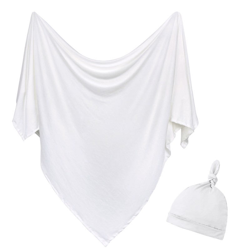 Newborn Swaddle Blanket And Hat Set Boys Girls Jersey Knit Baby Swaddle