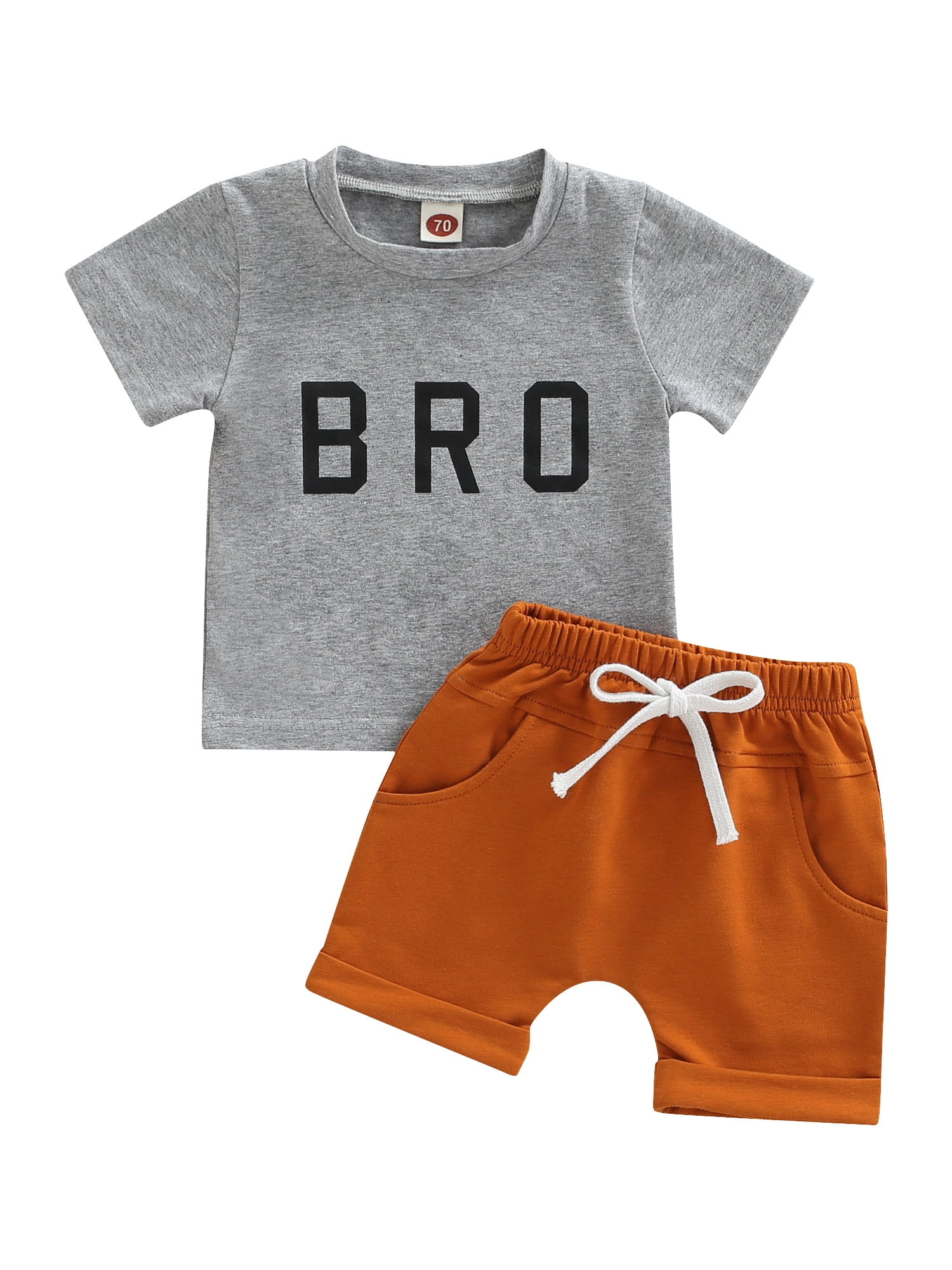 Newborn Toddler Baby Boys 2Pcs Outfits, Short Sleeve Crew Neck Letters