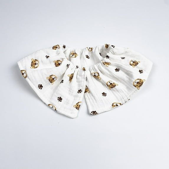 Newborn Toddler Baby Cute Printing Gauze Bib Saliva Towel Burping Towel Ruffled Towel White 0-2 Years