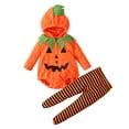 thumbnail image 1 of Newborn Toddler Onesie Long Pants Set Cute Halloween Pumpkin Costumes Boys Girls Hooded Romper Jumpsuit Outfit 3-24Months, 1 of 8