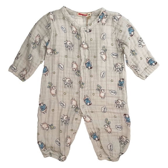 Wear Sierra Infant Unisex 9-12 Months 100% Cotton Muslin Romper, Sheep, One-Piece Jumpers