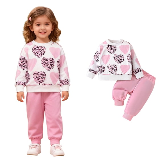 Newborn Valentines Outfit Girl Long Sleeve Heart Print Top and Pants Set Cute Newborn Girl Outfits Infant Outfits for Girls 6-9 Months