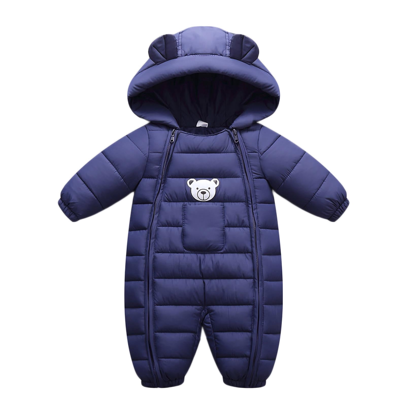 Newborn Velvet-Lined Jumpsuit Winter Baby One-Piece Outfit Long Sleeve Mittens Attached Warm Infant Romper Newborn Jumpsuit