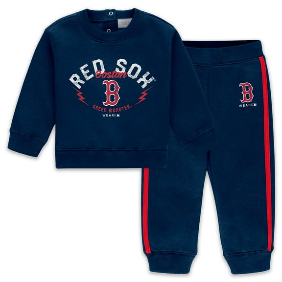 Newborn WEAR by Erin Andrews Navy Boston Red Sox Fleece Crewneck and Pants Set