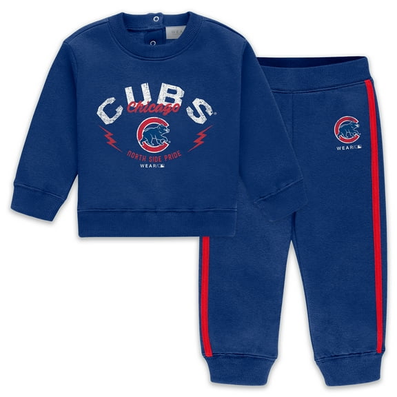 Newborn WEAR by Erin Andrews Royal Chicago Cubs Fleece Crewneck and Pants Set