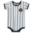 thumbnail image 1 of Newborn White/Navy Milwaukee Brewers Power Hitter Short Sleeve Bodysuit, 1 of 3