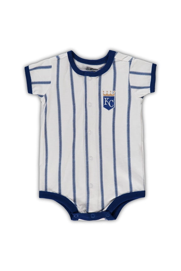 Newborn White/Royal Kansas City Royals Power Hitter Short Sleeve Bodysuit