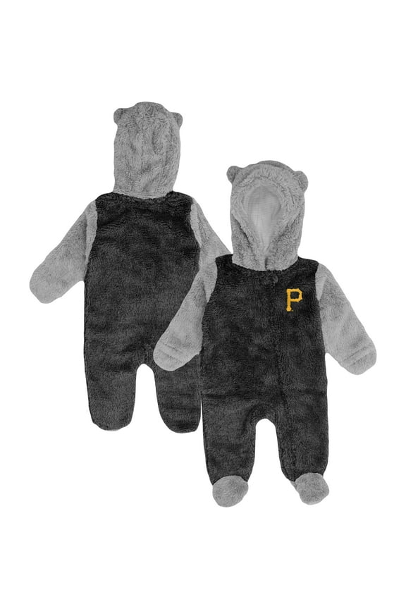 Newborn and Infant Black/Gray Pittsburgh Pirates Game Nap Teddy Fleece Bunting Full-Zip Sleeper