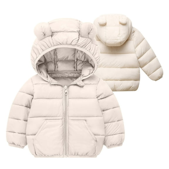 Newborn baby boy girl jacket winter clothes sweater outfit toddler puffer coat Toddler Kids Boys Girls Winter Fleece Padded Jacket Hooded Zip Jacket Coat Ndbuld White 3 Years