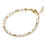 CRYSTAL DREAM Newborn child ivory gold Rice Pearl Bracelet, great keepsake gift! (B1928-I)