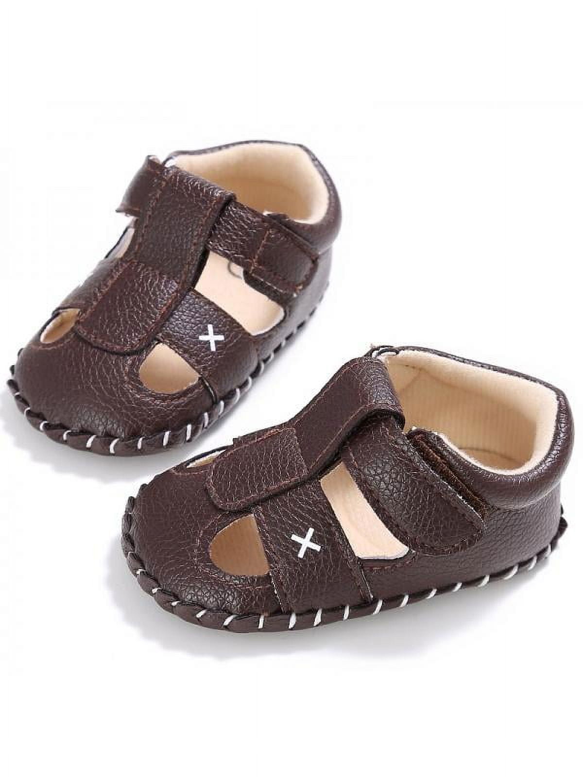 Newborn to 18M Baby Boy PU Leather Anti slip Crib Pram Shoe Sandals Sneakers