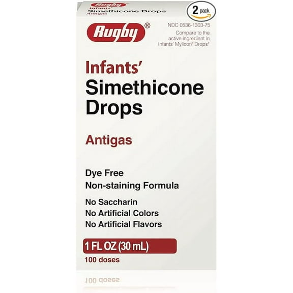 Newborns, Infants & Children Gas Relief Simethicone 20 mg/0.3ml Drops Dye Free Generic for Mylicon 1 oz (30ML) 2 PACK Total 2 oz