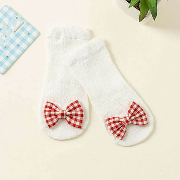 Newborns Kids Crew Grip Socks 0-3 Years Toddlers Infant Cute Bowknot Lightweight Breathable Homewear Ankle Slipper Sock