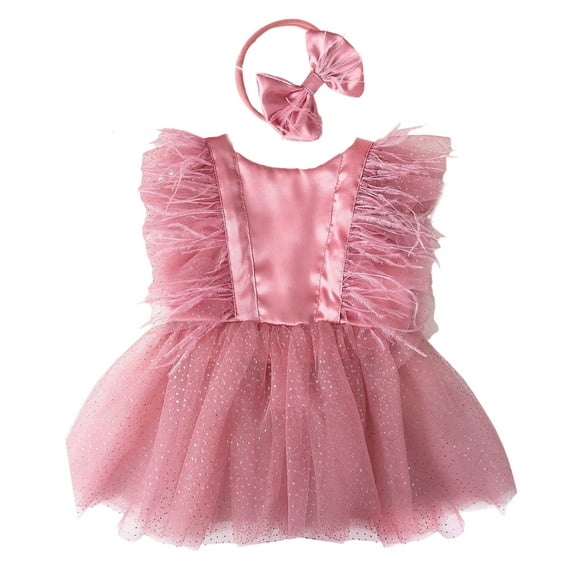 Newborns Photoshoots Dress with Matching Headpiece Baby Girls Princess Romper Photography Props 0-3 Months