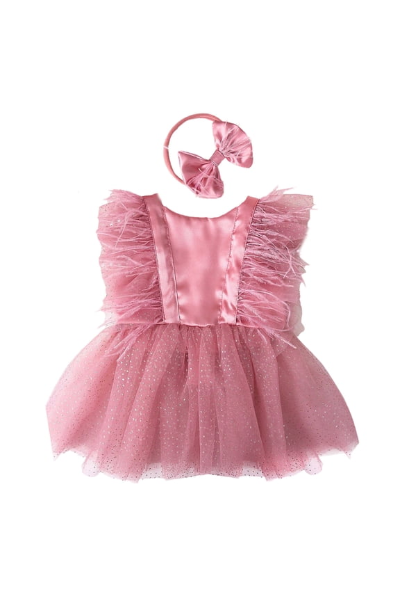 Newborns Photoshoots Dress with Matching Headpiece Baby Girls Princess Romper Photography Props 0-3 Months