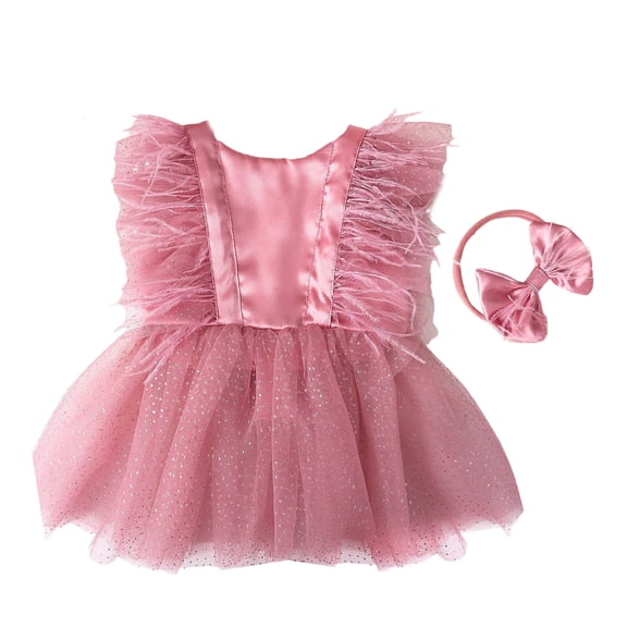 Newborns Photoshoots Dress with Matching Headpiece Baby Girls Princess Romper Photography Props 0-3 Months