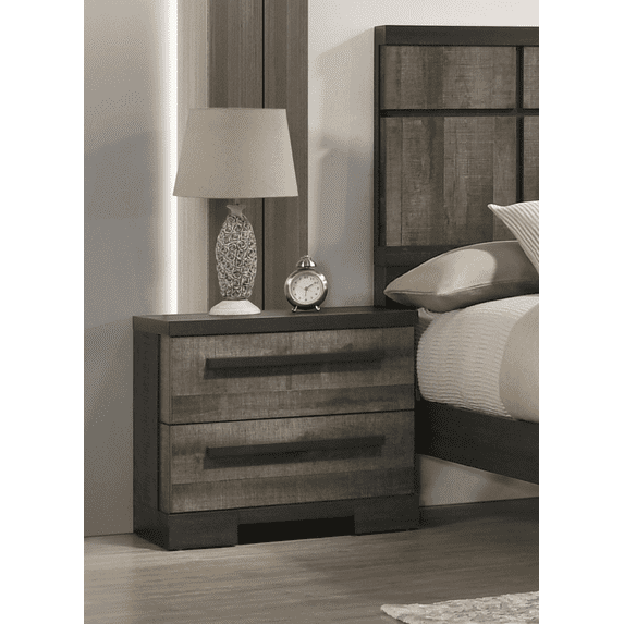Newboti 1pc Contemporary 2-Drawer Nightstand Brown Gray Finish Wooden Bedroom Furniture 783032772572761