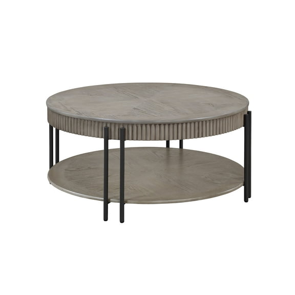 Newboti 1pc Contemporary Round Coffee Table with Storage Shelf Black Brown Tan / Beige Finish Living Room Wooden Modern Furniture 296779241592521