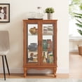 thumbnail image 1 of Newboti 2 Doors Curio Cabinet with Tempered Glass Doors, Curio Cabinets with Mirrored Back Panel and Adjustable Shelves, Lighted Display Cabinet for Home, Office Light Bulb Included Oak 65505552488966, 1 of 16