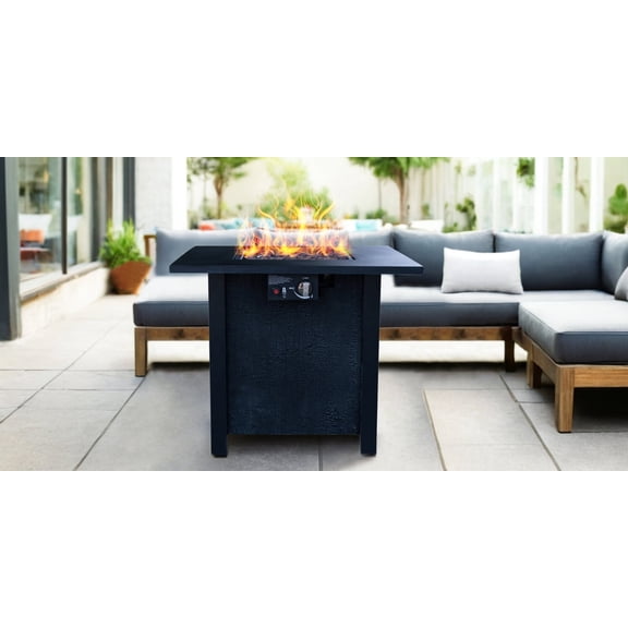 Newboti 25" H Outdoor Patio Propane Gas Fire Pit Table - 50,000 BTU High-temperature-resistant carving process for environmentally friendly materials with the effect of rattan weaving grain 9133655744