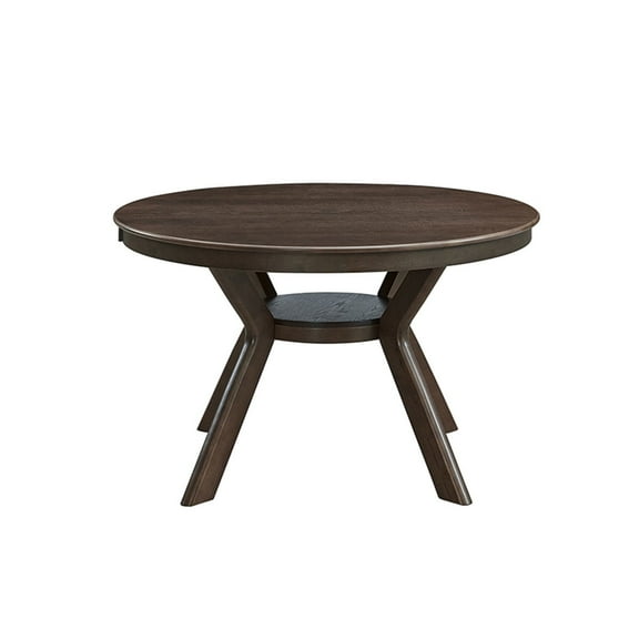 Newboti 47.24"Round Rubber Wood Dining Table for 4-6 with Wooden Trestle Pedestal Base,Modern Kitchen Wooden Table Dinner Table for Dining Room, Living Room,Dark Brown(1Table) 759965291461766