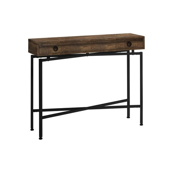 Newboti Accent Table, Console, Entryway, Narrow, Sofa, Storage Drawer, Living Room, Bedroom, Brown Laminate, Black Metal, Contemporary, Modern 785427031062205