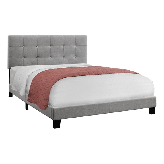 Newboti Bed, Queen Size, Bedroom, Upholstered, Grey Linen Look, Transitional 839600479930551