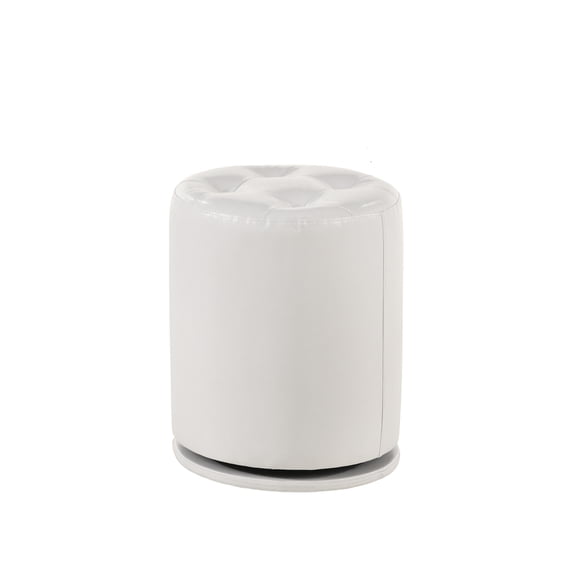 Newboti Furniture 1pc Glam Contemporary Upholstered Round Swivel Vanity Stool Button Tufted Seat White BN.6678