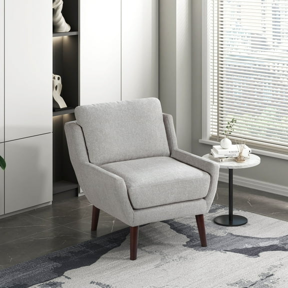 Newboti Furniture 1pc Gray Accent Chair Cushion Seat Chenille Upholstery Comfort Style Durable Solid Wood Legs Contemporary Home Furniture BN.5373