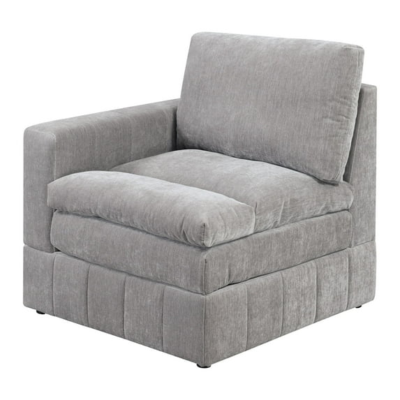 Newboti Furniture 1pc LAF/RAF One Arm Chair Modular Chair Sectional Sofa Living Room Furniture Granite Morgan Fabric- Suede 02653