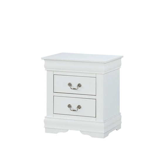 Newboti Furniture 1pc Nightstand White Louis Philippe Solid wood English Dovetail Construction Antique Nickle Hanging Pulls 02837