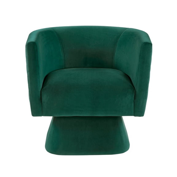 Newboti Furniture 1pc Swivel Chair Green Velvet Fabric Upholstery Solid Wood Diamond Pattern Stitched Back Comfort Chair Living Room Furniture 83206