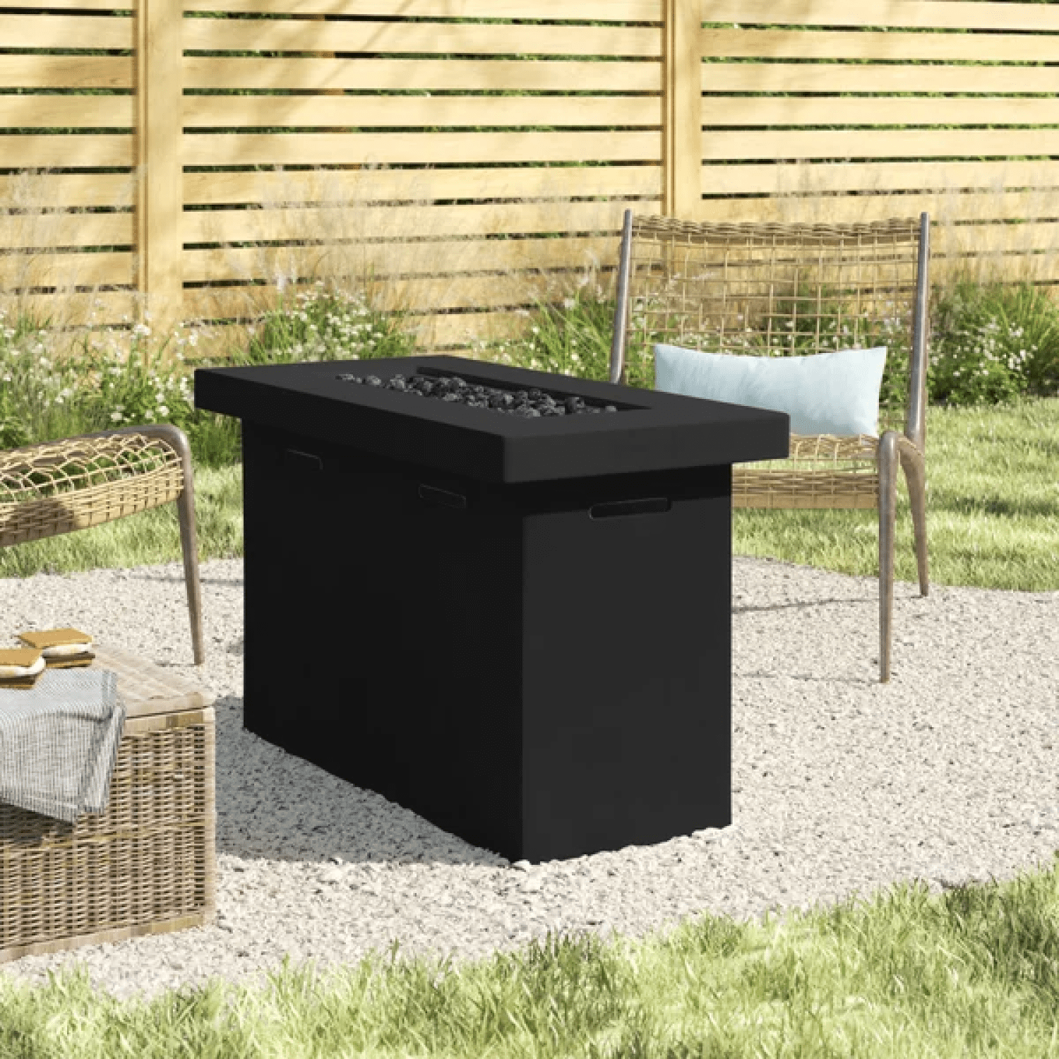 Newboti Furniture 25" H x 42" W Fiber Reinforced Concrete Propane Outdoor Fire Pit Table 25211