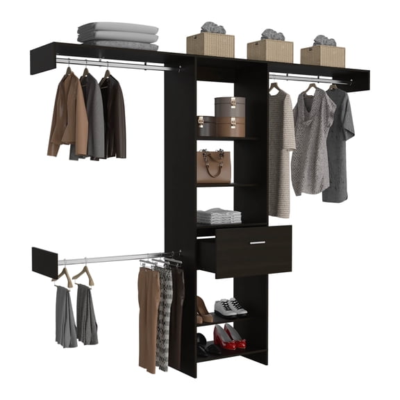Newboti Furniture 250 Closet System British, Bedroom, Black 39086