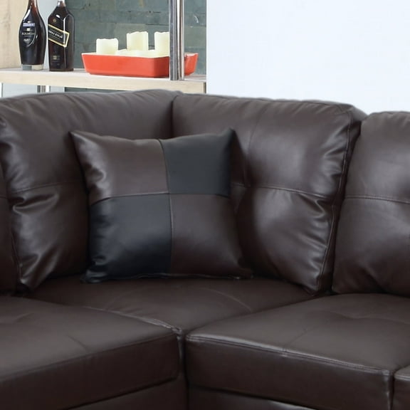 Newboti Furniture 3 PC Sectional Sofa Set, (Brown) Faux Leather Right -Facing Chaise with Free Storage Ottoman 26847
