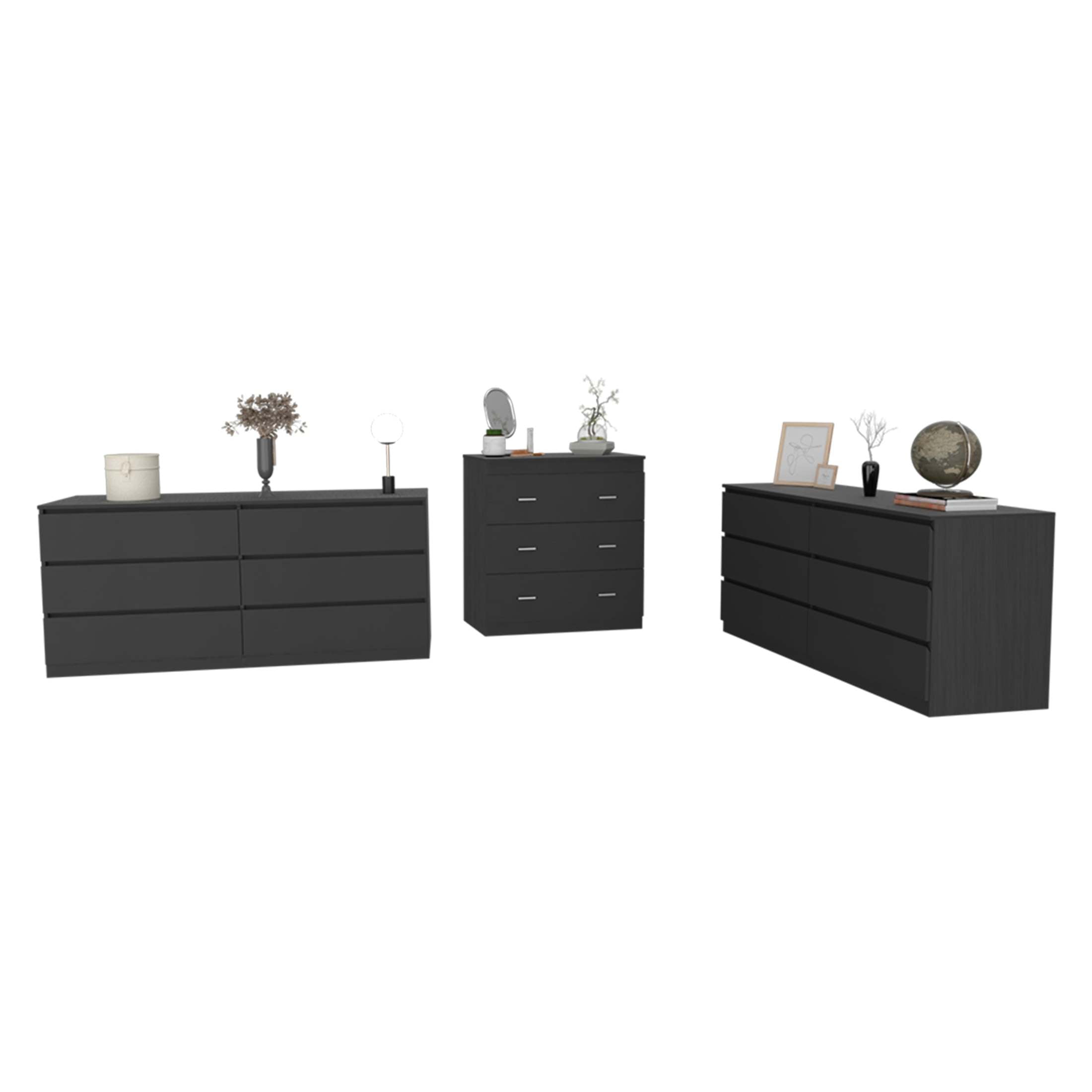 Newboti Furniture 3 Piece Bedroom Set, 2 Cocora 6 Drawer Double ...