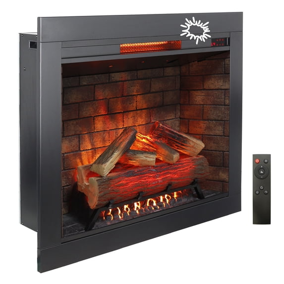 Newboti Furniture 33 inch Infrared Electric Fireplace with Removable Trim kit Insert, Touch Panel Home Decor Heater, Smokeless Firebox With Fire Cracking Sound 87983