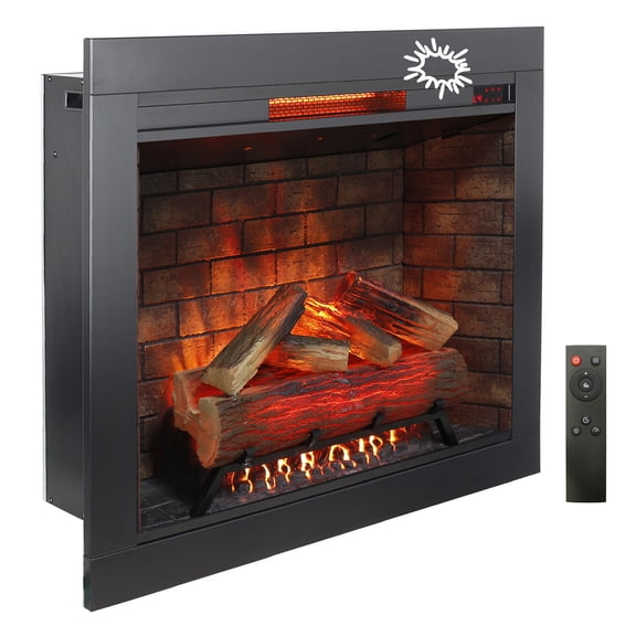 Newboti Furniture 33 inch Infrared Electric Fireplace with Removable Trim kit Insert, Touch Panel Home Decor Heater, Smokeless Firebox With Fire Cracking Sound 87983
